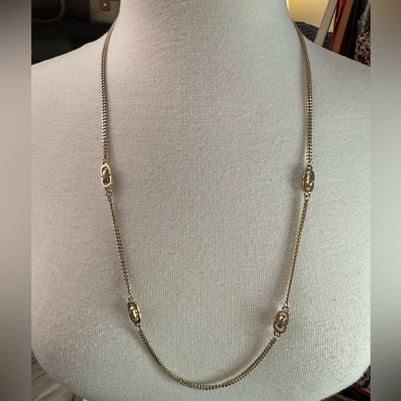 Christian Dior Vintage Logo Station Necklace - Picture 1 of 5